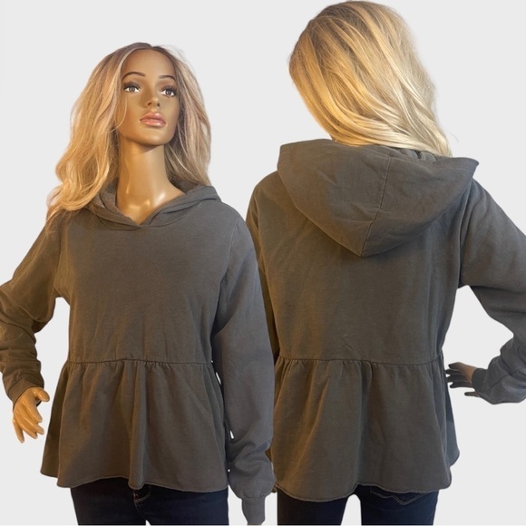 Maurices Gray Ruffled Hem Hoodie - Picture 1 of 12